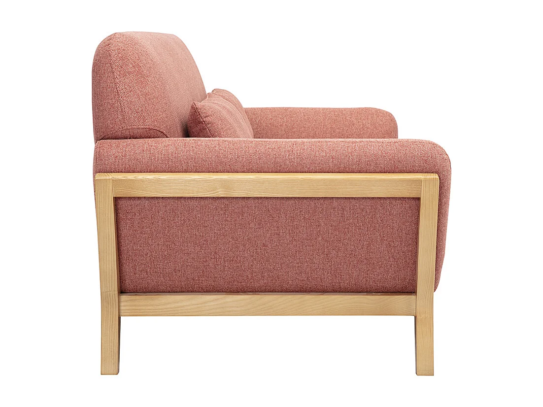 Skandinavisches 2-Sitzer-Sofa aus terrakotta-farbenem samtigem Textil und hellem Holz YOKO