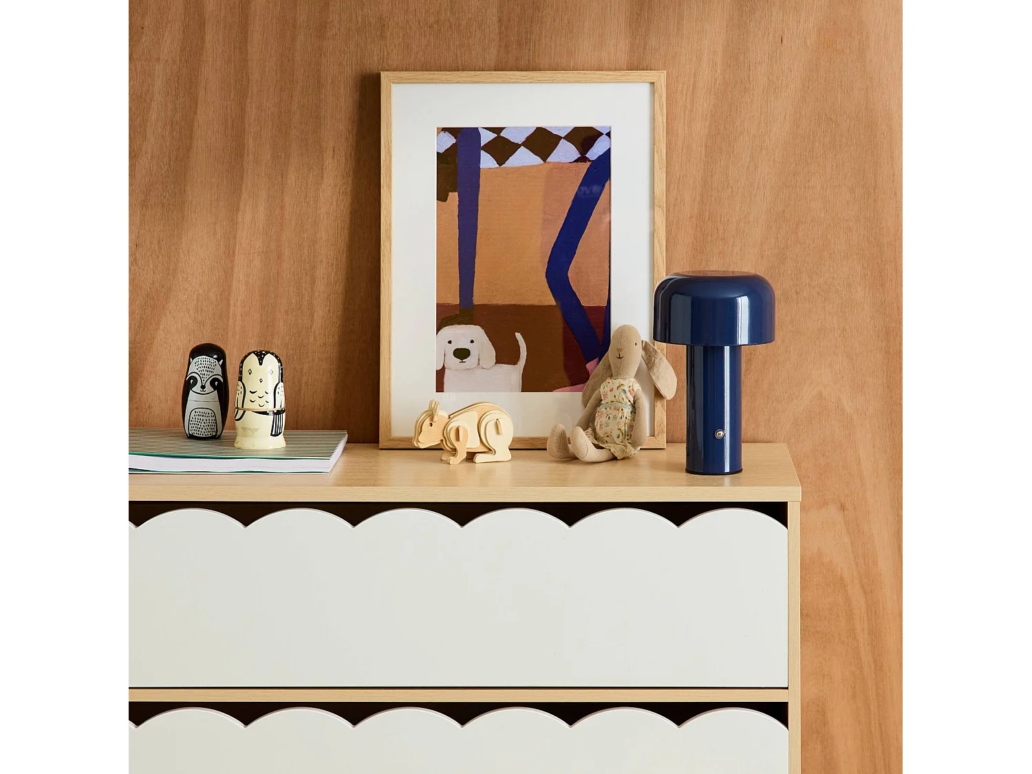 Cassettiera per bambini effetto legno 3 cassetti, bianco