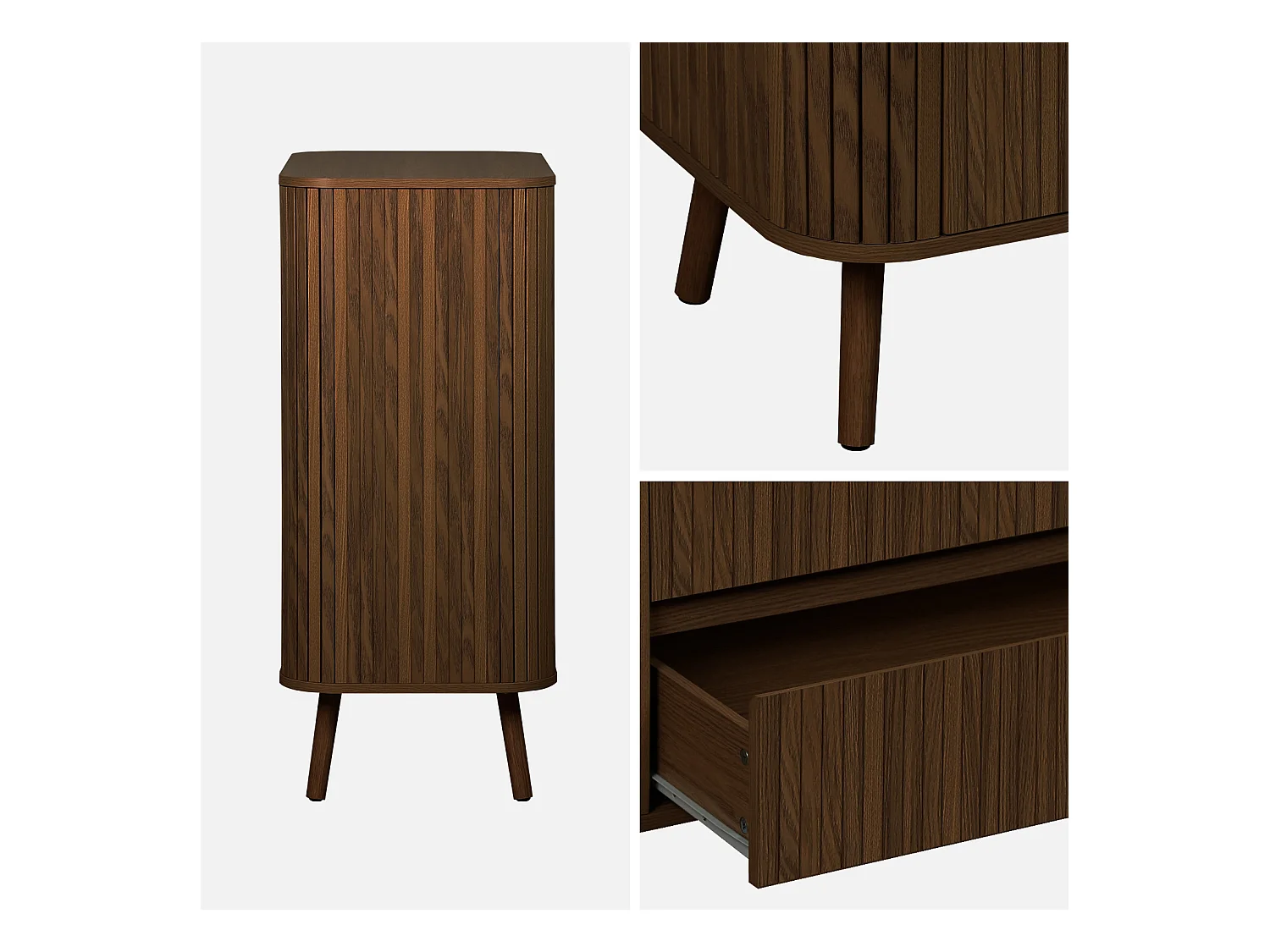 Cassettiera decorazione striata 4 cassetti, marrone