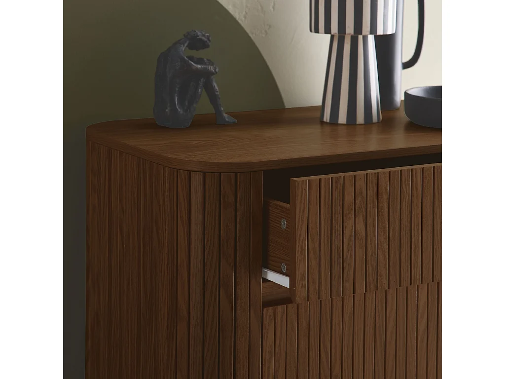 Cassettiera decorazione striata 4 cassetti, marrone