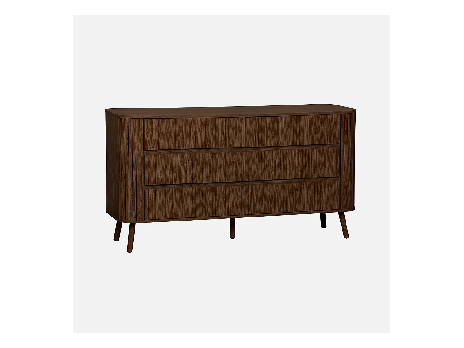 Comò decorazione striato 6 cassetti, marrone