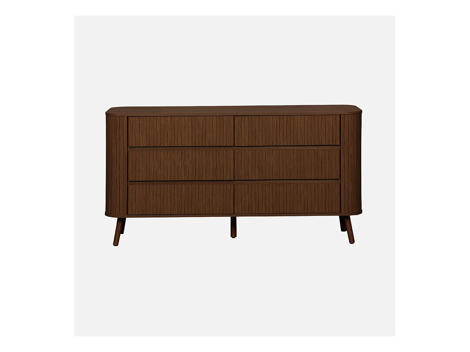 Comò decorazione striato 6 cassetti, marrone