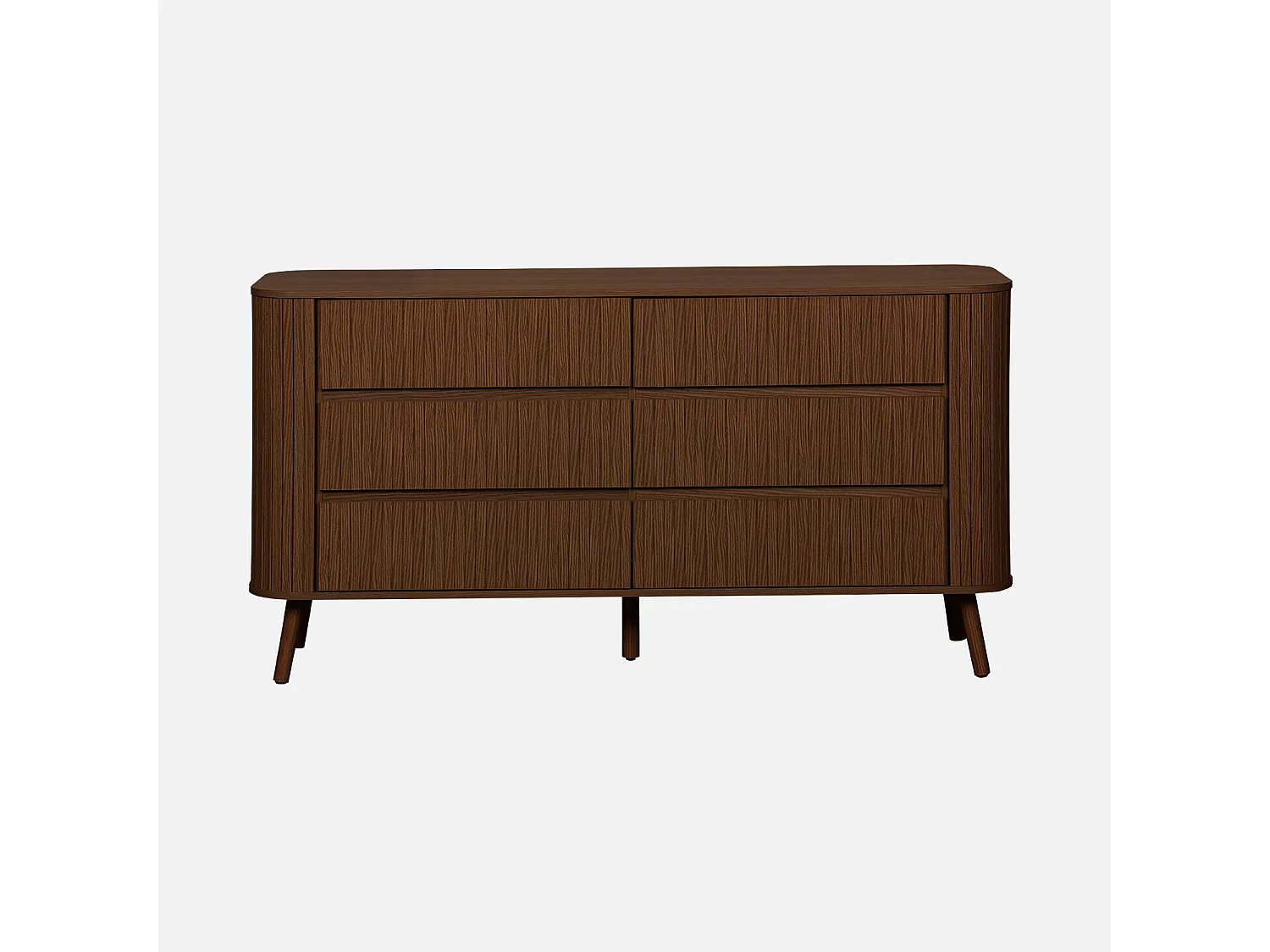 Comò decorazione striato 6 cassetti, marrone
