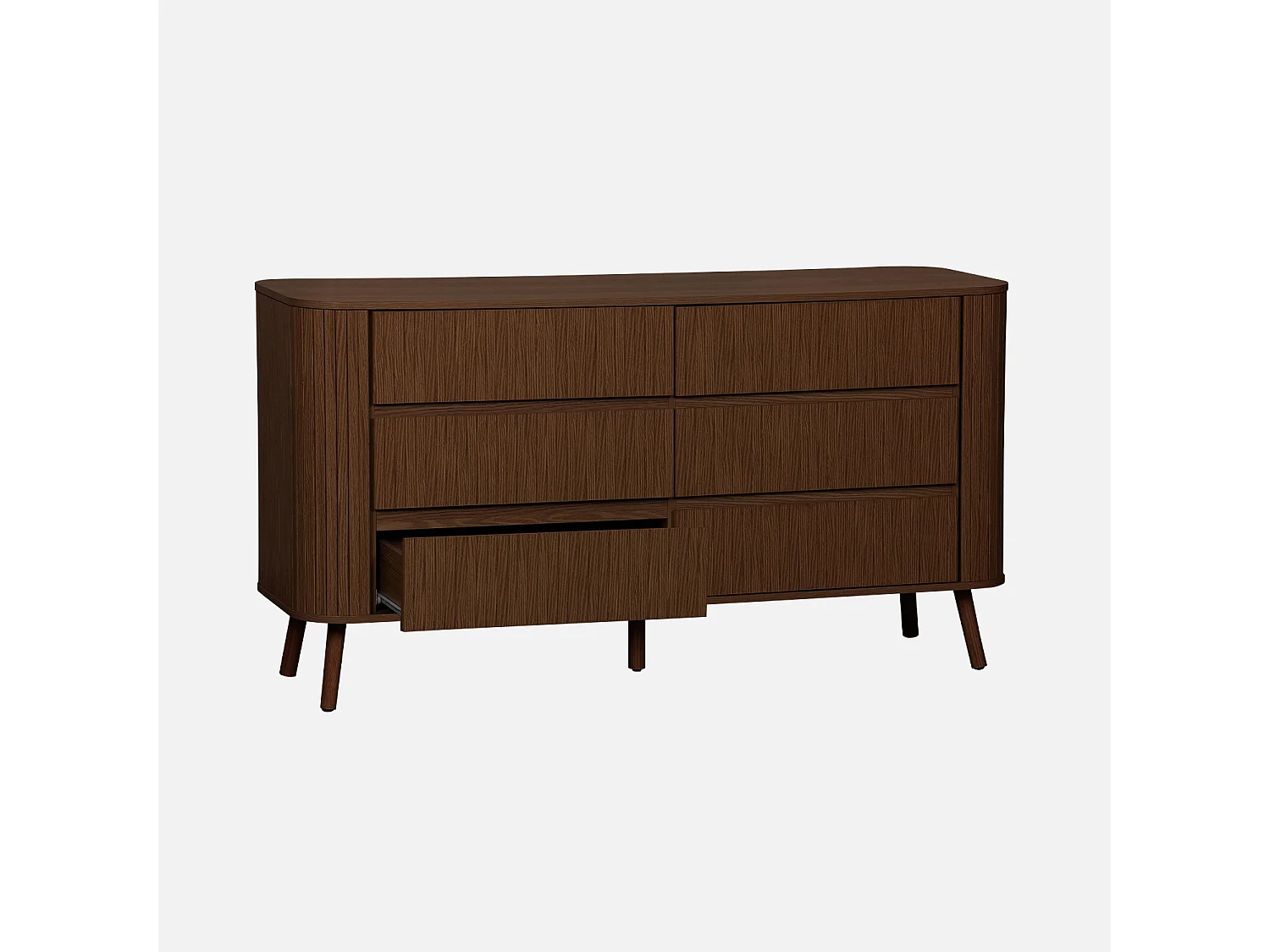 Comò decorazione striato 6 cassetti, marrone