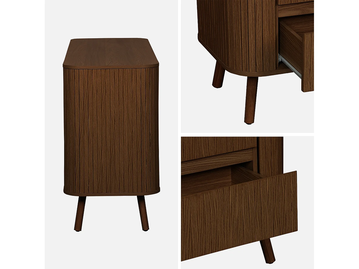 Comò decorazione striato 6 cassetti, marrone