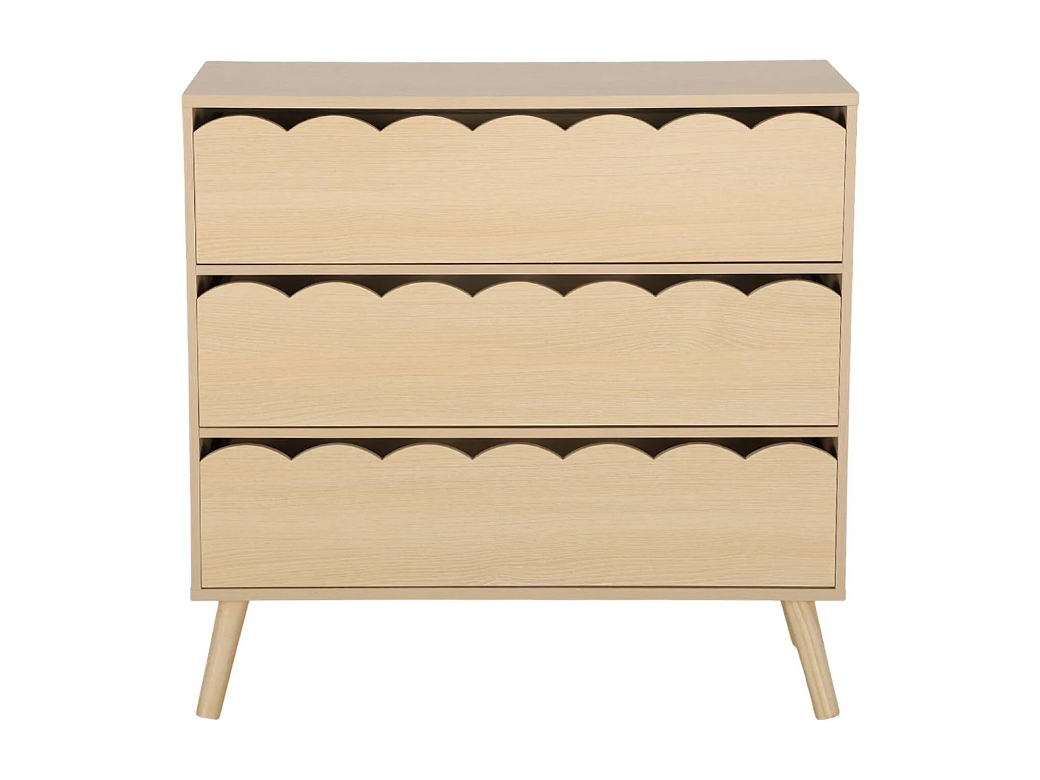 Cassettiera per bambini effetto legno 3 cassetti, marrone naturale