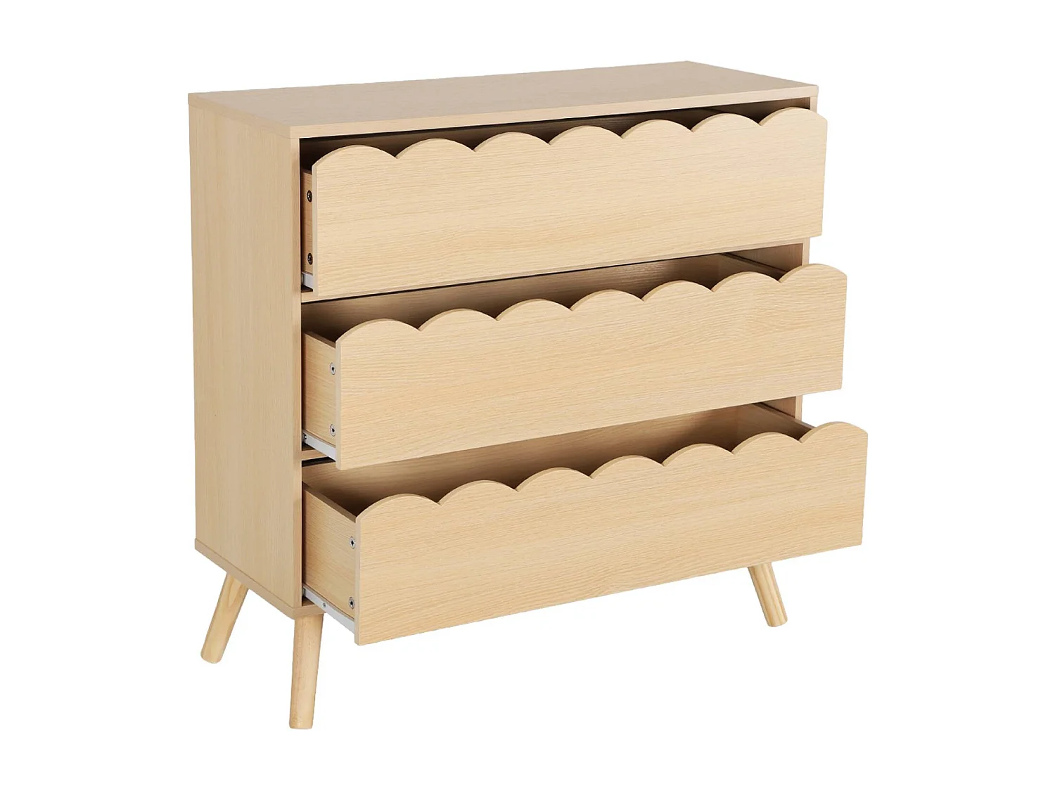 Cassettiera per bambini effetto legno 3 cassetti, marrone naturale