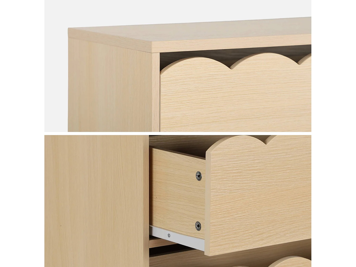 Cassettiera per bambini effetto legno 3 cassetti, marrone naturale