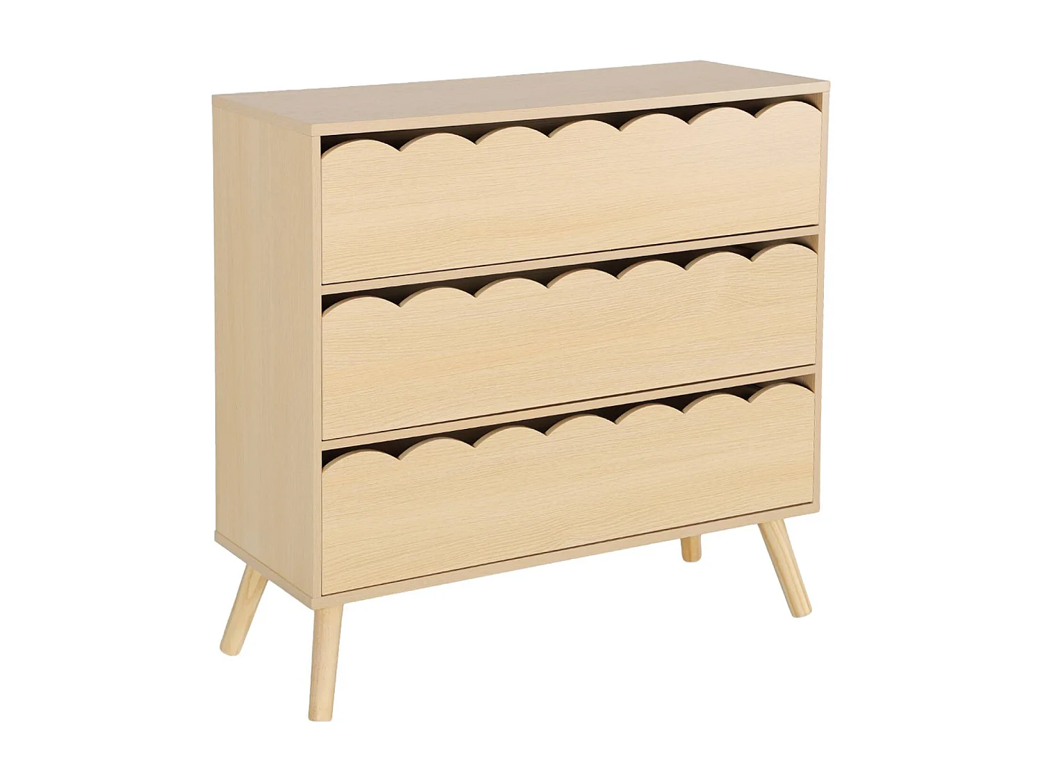 Cassettiera per bambini effetto legno 3 cassetti, marrone naturale