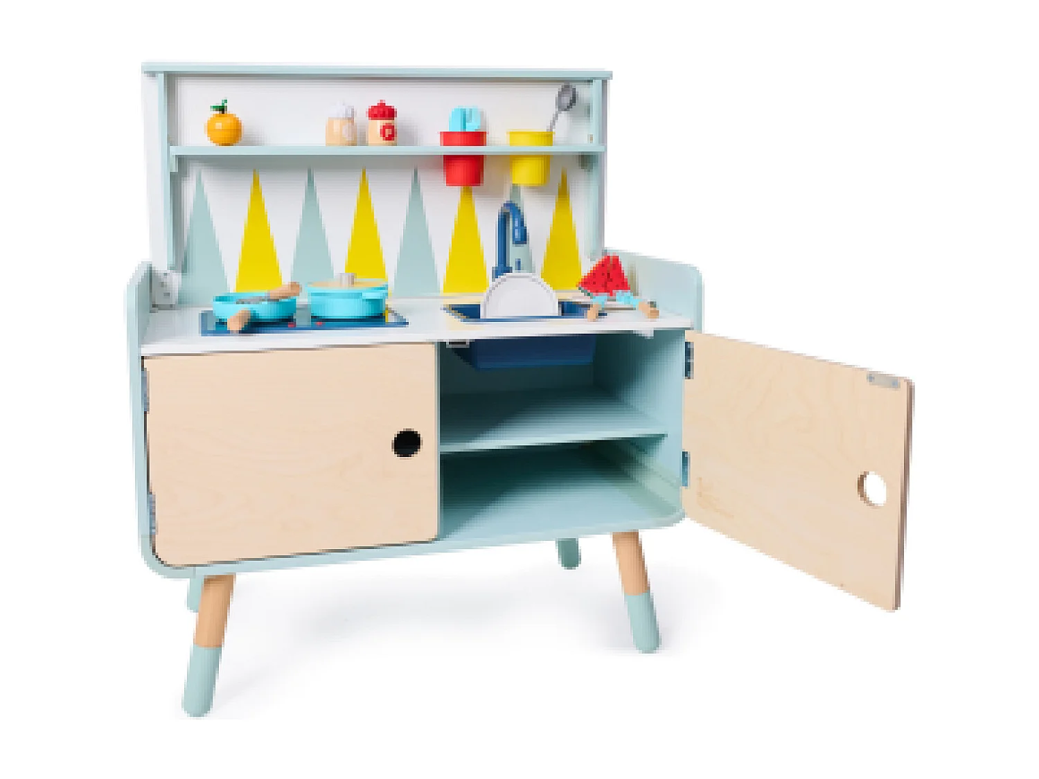 2-in-1 Kinderkommode/Küche aus Holz PLAY FURNITURE