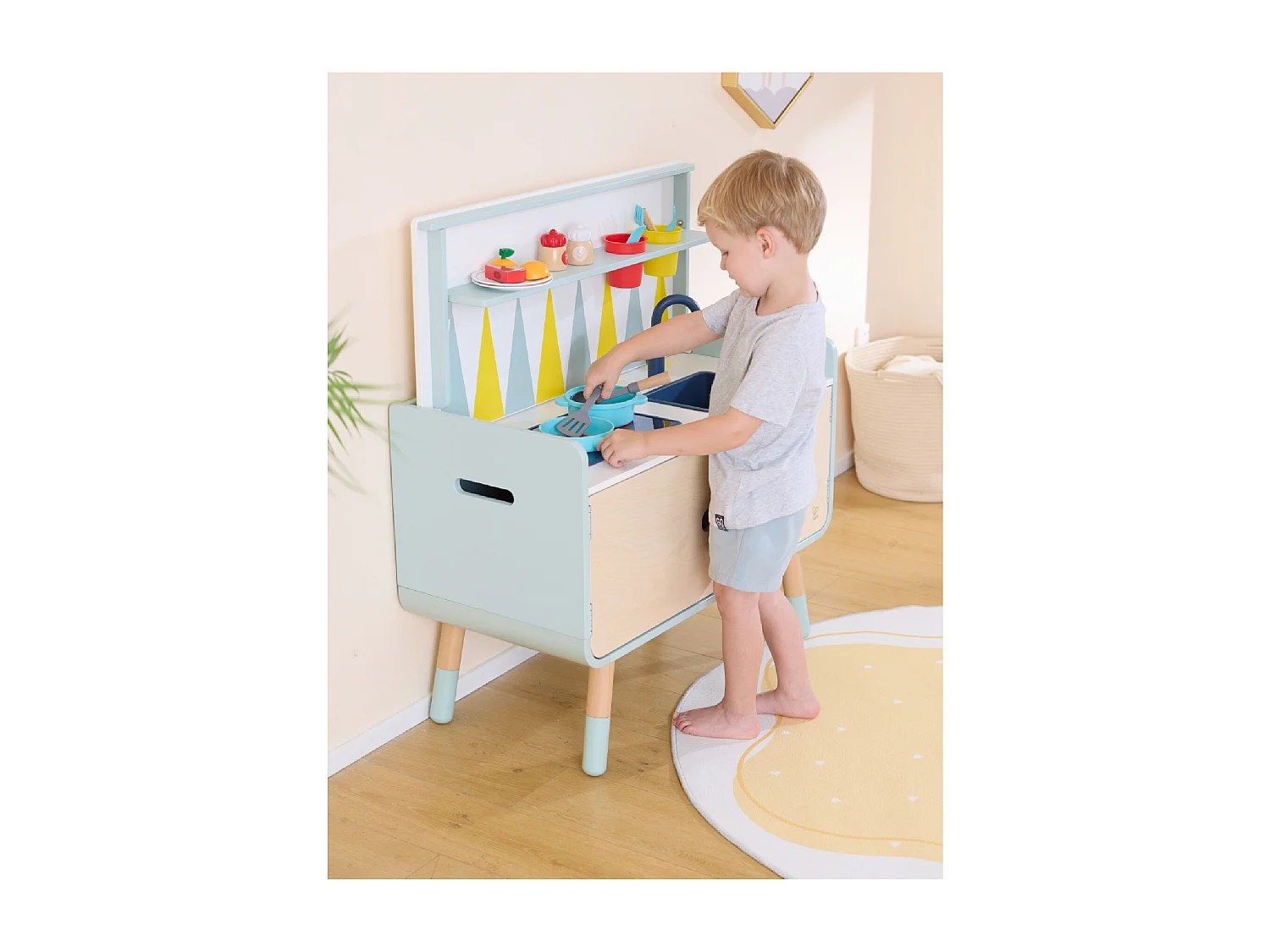 2-in-1 Kinderkommode/Küche aus Holz PLAY FURNITURE