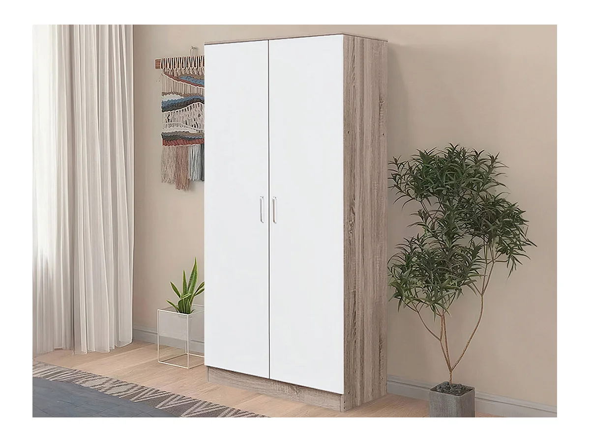 Roupeiro Milan(Branco, Carvalho Claro)(2 Portas de Abrir)