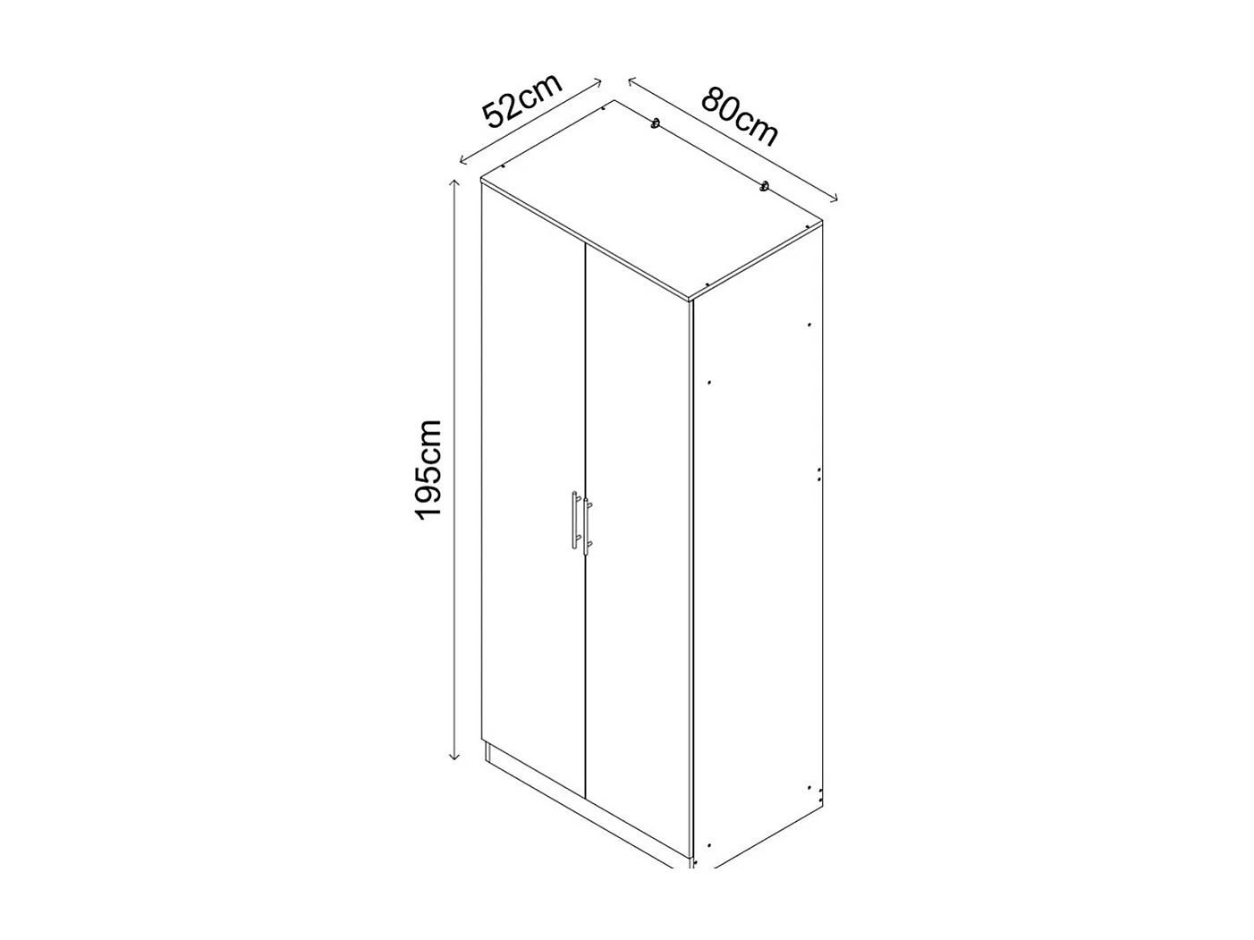 Roupeiro Milan(Branco, Carvalho Claro)(2 Portas de Abrir)