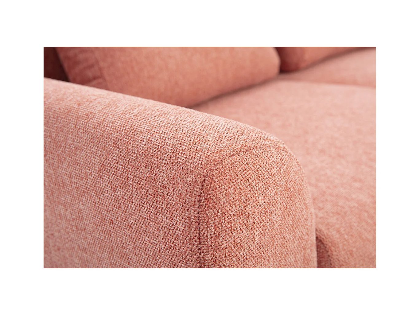 Canapé scandinave 2 places en tissu effet velours texturé terracotta et bois clair EKTOR