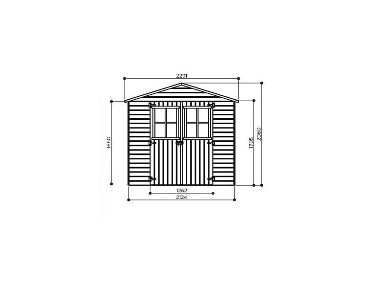 Abri de Jardin Solid Elsa 3.9m² - Bois Imprégné 212x184cm