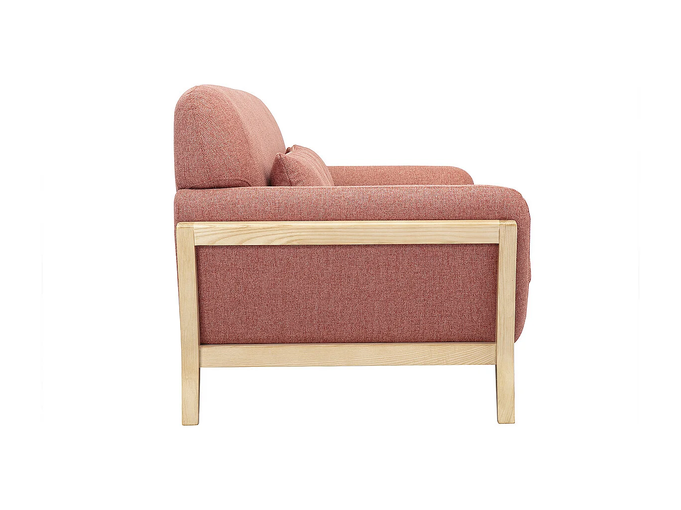 Skandinavisches 3-Sitzer-Sofa aus Terrakotta-Velourstoff und hellem Holz YOKO