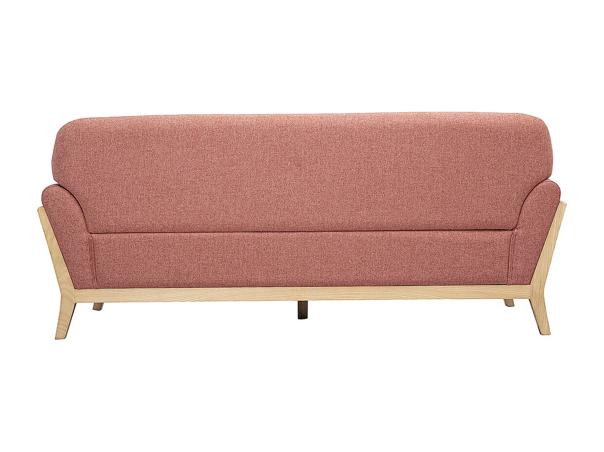 Skandinavisches 3-Sitzer-Sofa aus Terrakotta-Velourstoff und hellem Holz YOKO