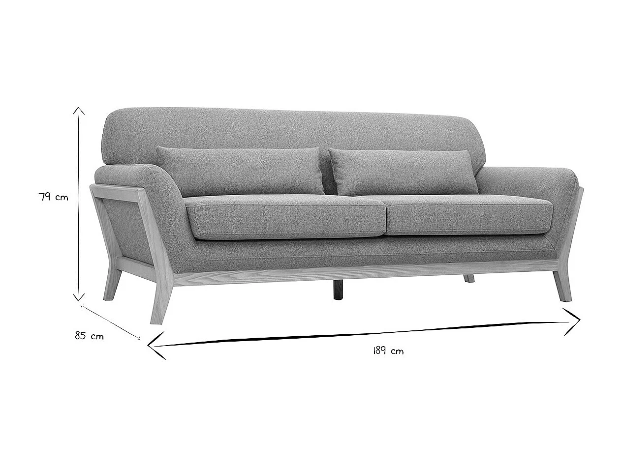 Divano Scandinavo 3 posti in tessuto effetto velluto testurizzato terracotta e legno chiaro YOKO