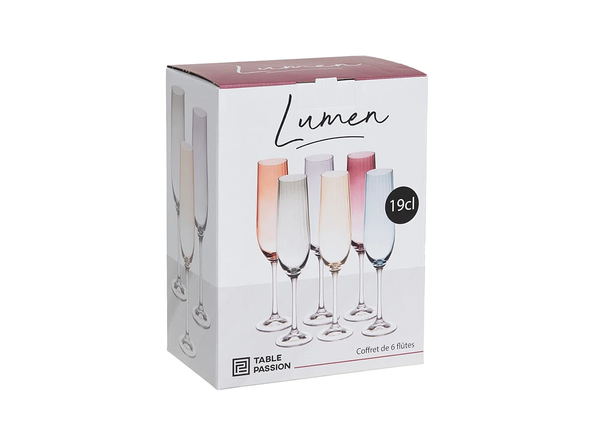 Coffret de 6 flûtes Lumen 19 cl
