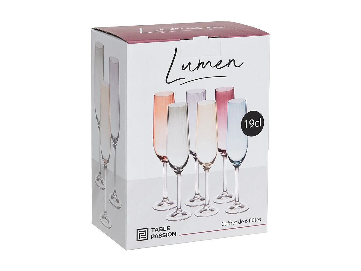 Coffret de 6 flûtes Lumen 19 cl