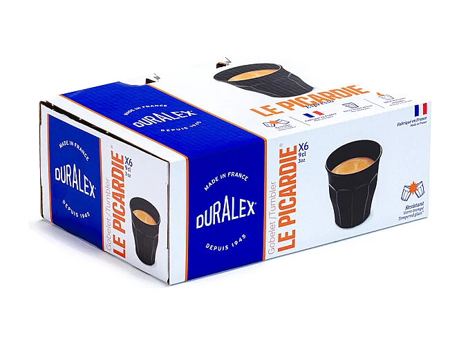 Boite de 6 gobelets Picardie noir 9 cl