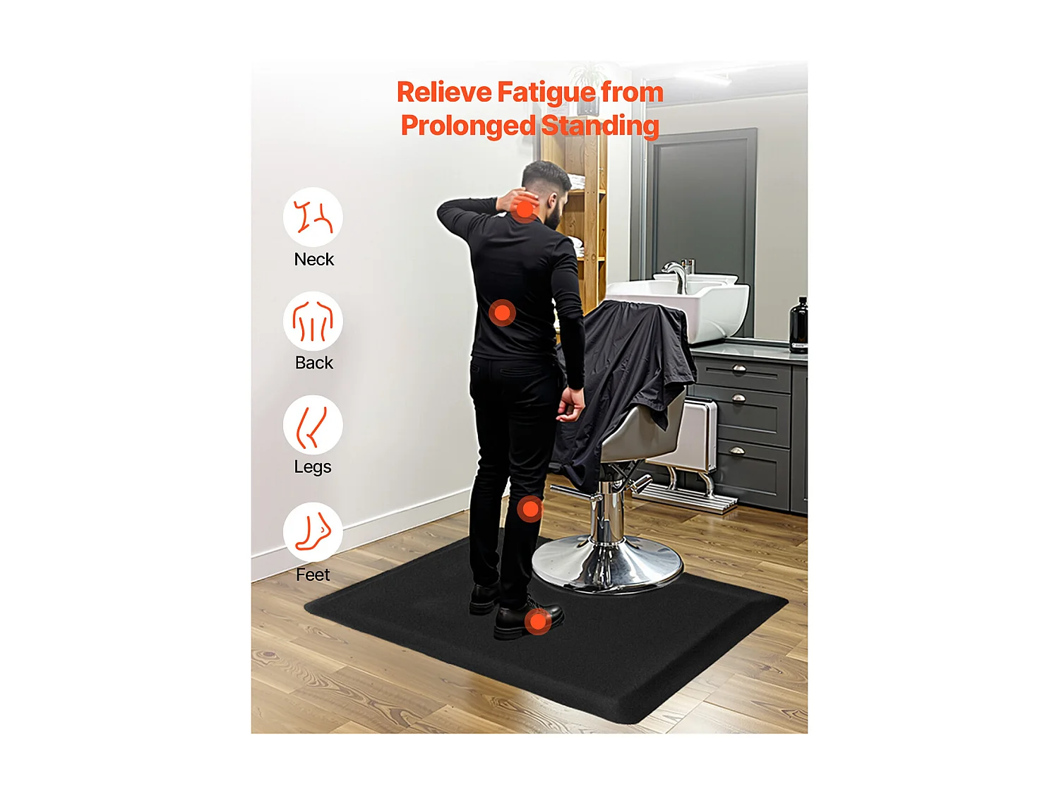 Woonkamerkleed van SucceBuy voor Kappers, 152.5x91 cm, Anti-Vermoeidheidskleed, Materialen PVC en NBR van 1.3 cm Dikte, met Afgeschuinde Randen