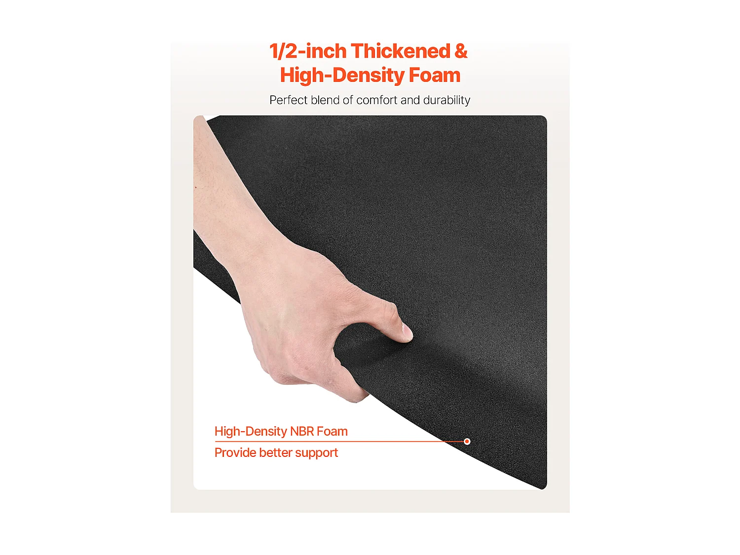 Tapis de Salon SucceBuy Demi-Cercle, 122 x 90.5 cm, Tapis de Sol Anti-Fatigue de 13 mm D'Épaisseur avec Découpe Ronde, Surface en PVC Facile à Nettoyer