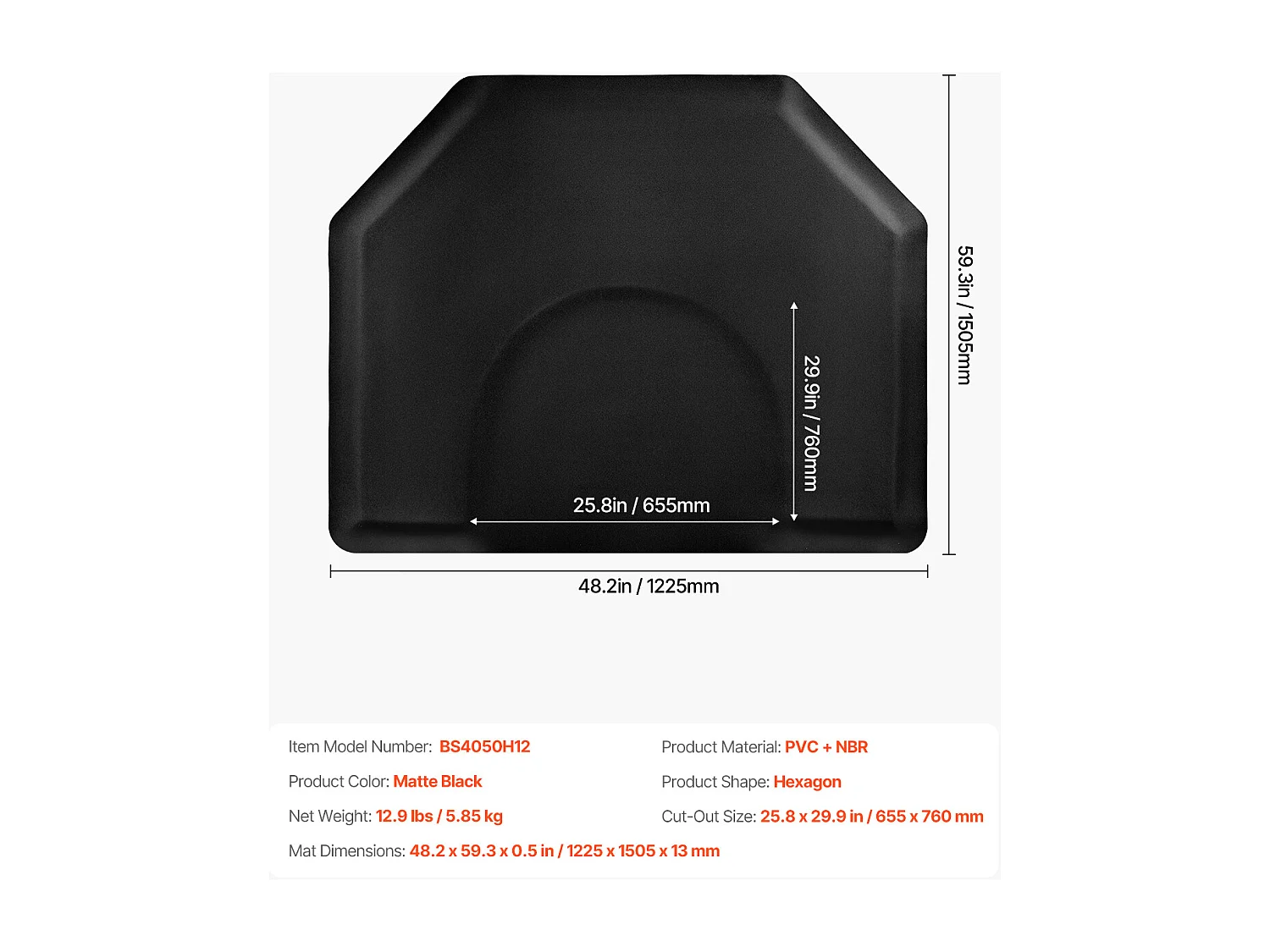 Tapis de Salon SucceBuy Coiffure, 122.5x150.5x1.3 cm, Tapis de Sol Anti-Fatigue pour Base de Chaise Ronde, Surface en PVC, Nettoyage Facile