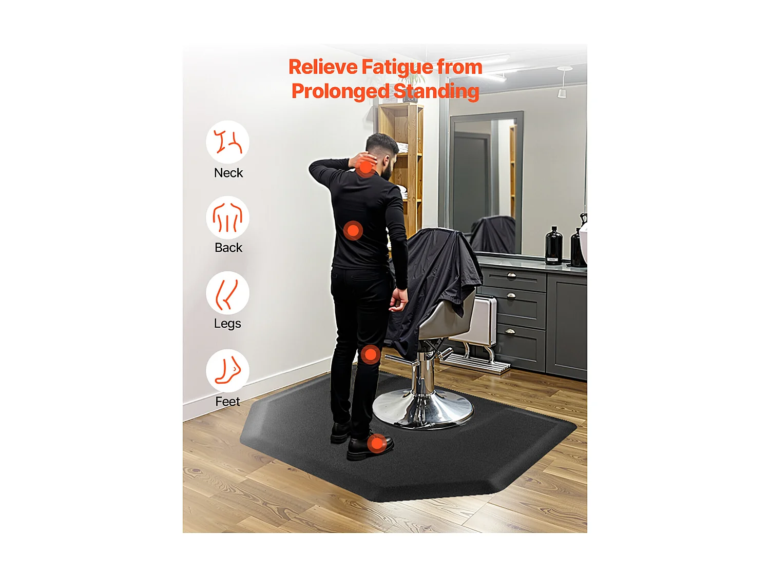 Tapis de Salon SucceBuy Coiffure, 122.5x150.5x1.3 cm, Tapis de Sol Anti-Fatigue pour Base de Chaise Ronde, Surface en PVC, Nettoyage Facile