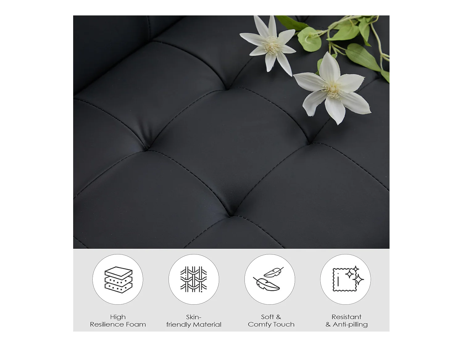 Fauteuil de Salon Lot de 2 Moderne Canapé 1 Place Confortable Fauteuil Relax avec Coussins pour Salon Cadre en Bois Fauteuil Lot de 2 Noir