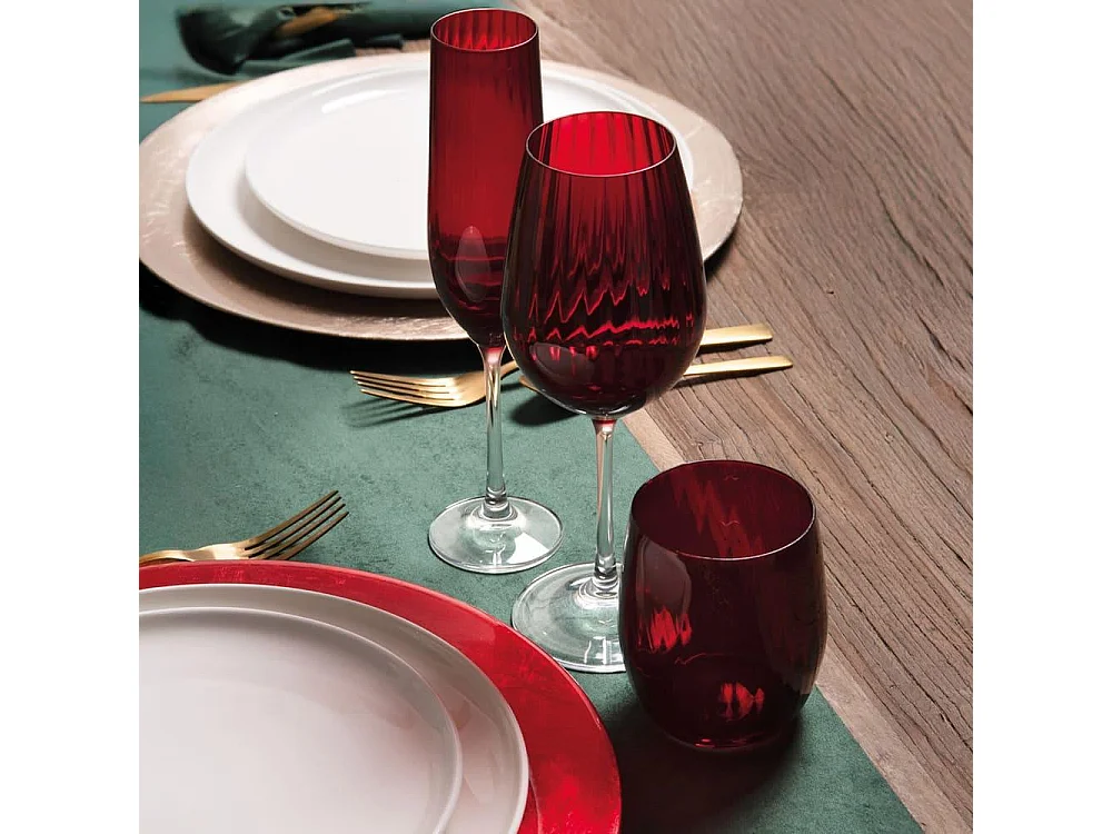 Verre à pied rouge Santa 35 cl (lot de 6)