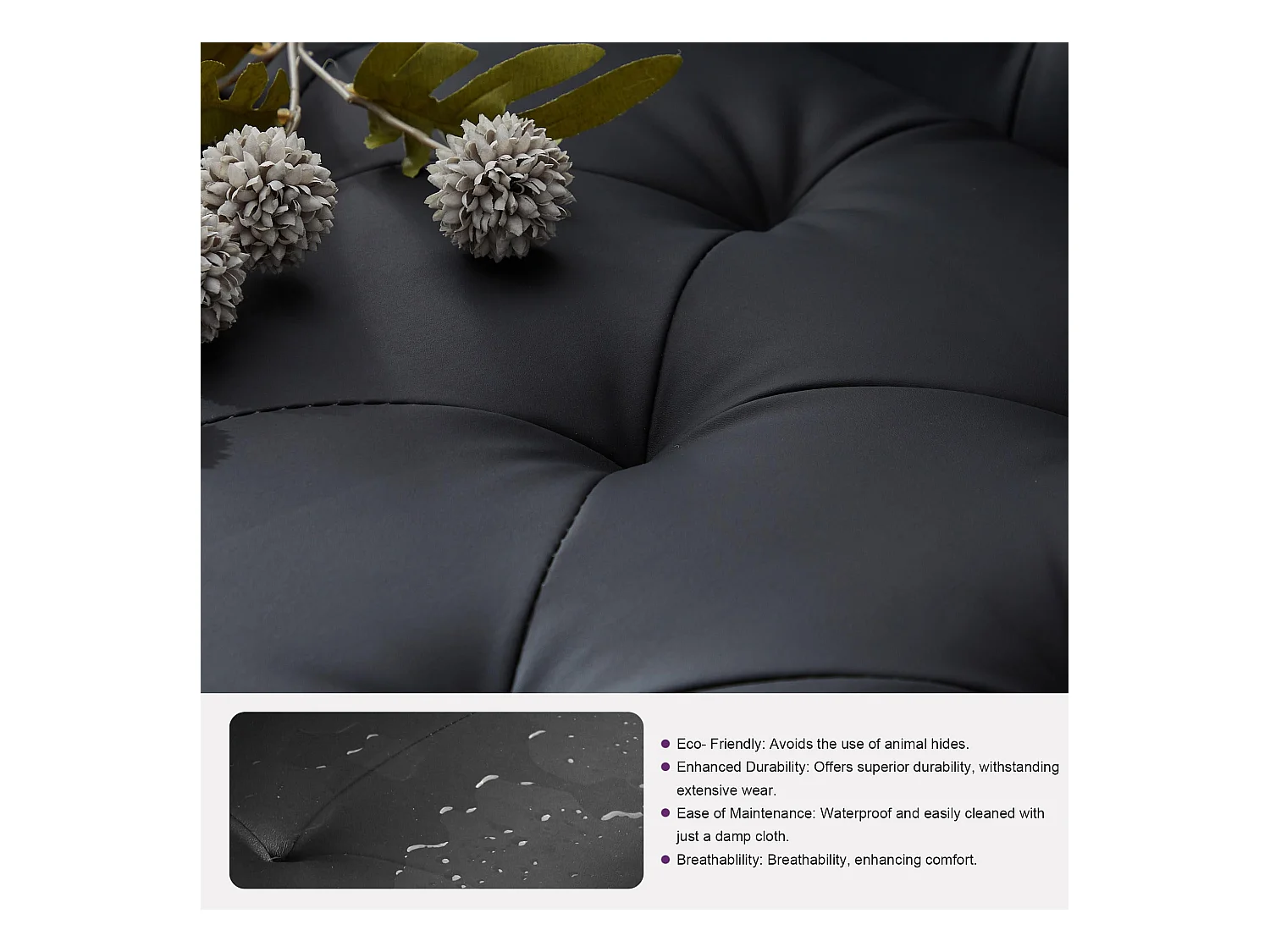 Fauteuil de Salon Lot de 2 Style Mid-century Canapé 1 Place avec Coussins Confortable Fauteuil Relax pour Salon Cadre en Bois Fauteuil Lot de 2 (Noir)