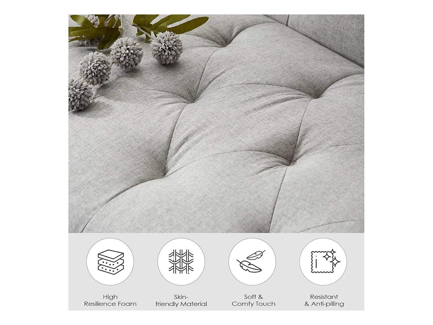 Fauteuil de Salon Lot de 2 Style Mid-century Canapé 1 Place avec Coussins Confortable Fauteuil Relax pour Salon Cadre en Bois Fauteuil Lot de 2 (Gris clair)