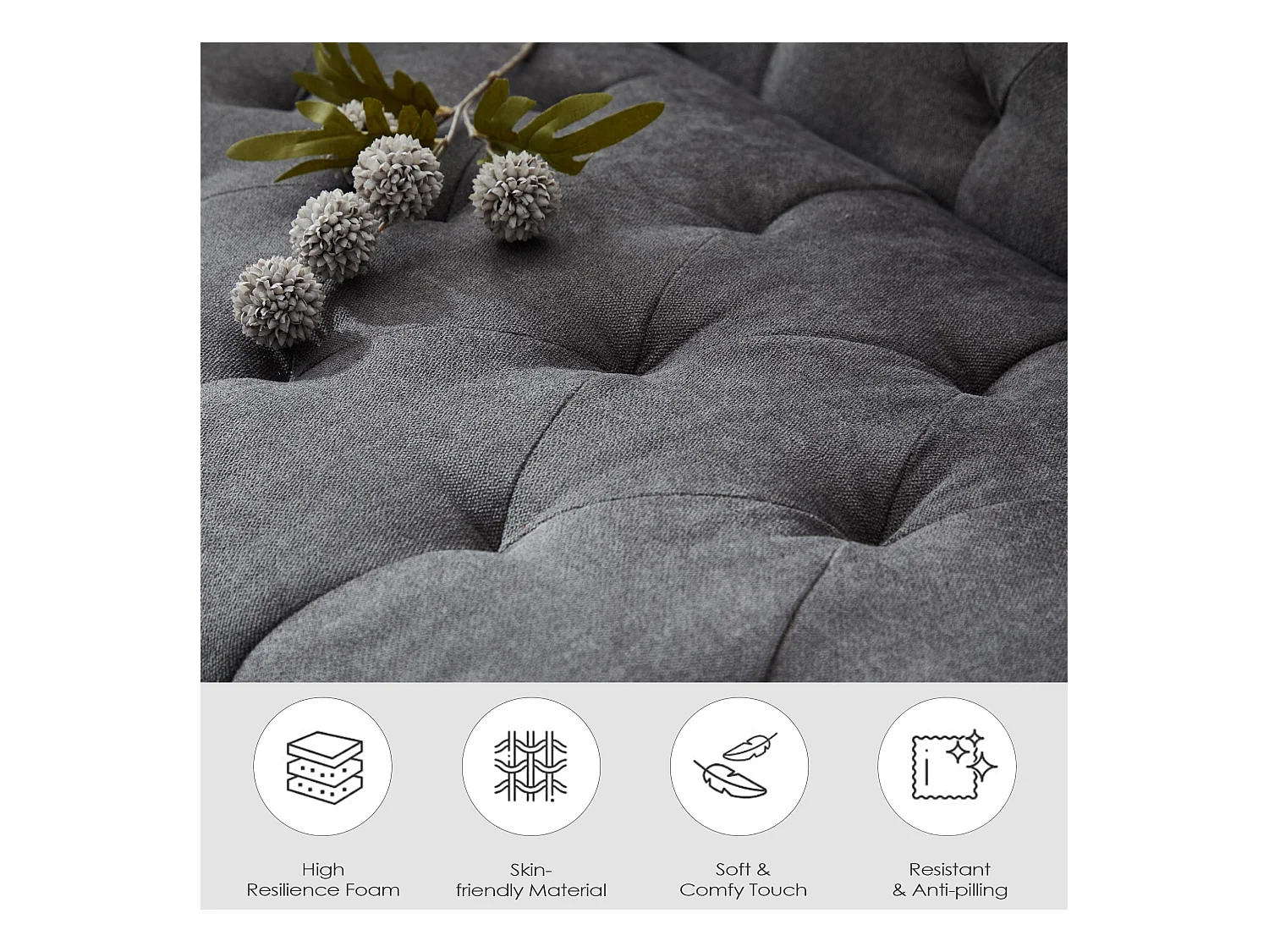 Fauteuil de Salon Lot de 2 Moderne Canapé 1 Place avec Coussins Confortable Fauteuil Relax pour Salon Cadre en Bois Fauteuil Lot de 2 (Gris foncé)