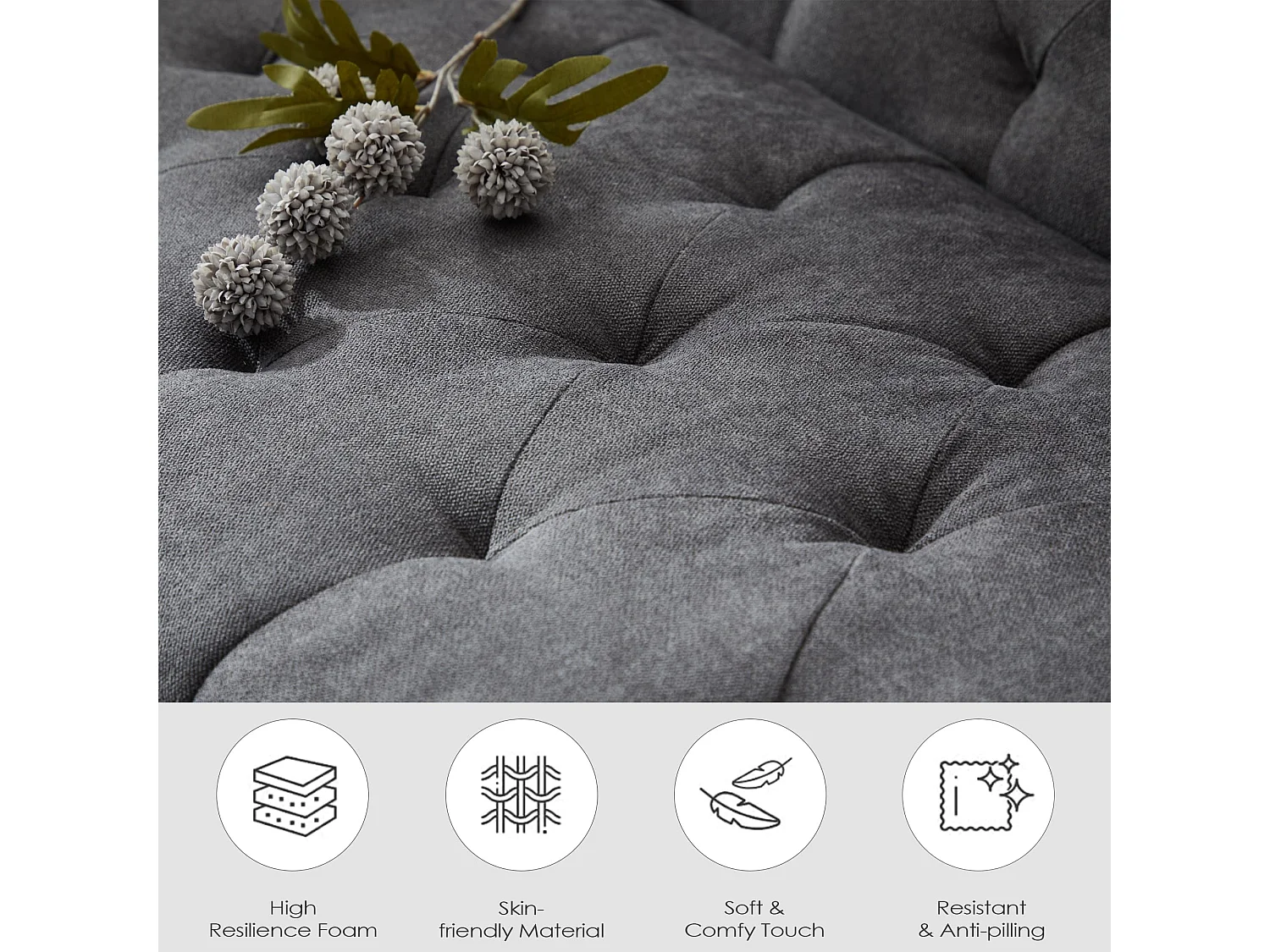 Fauteuil de Salon Lot de 2 Moderne Canapé 1 Place avec Coussins Confortable Fauteuil Relax pour Salon Cadre en Bois Fauteuil Lot de 2 (Gris foncé)