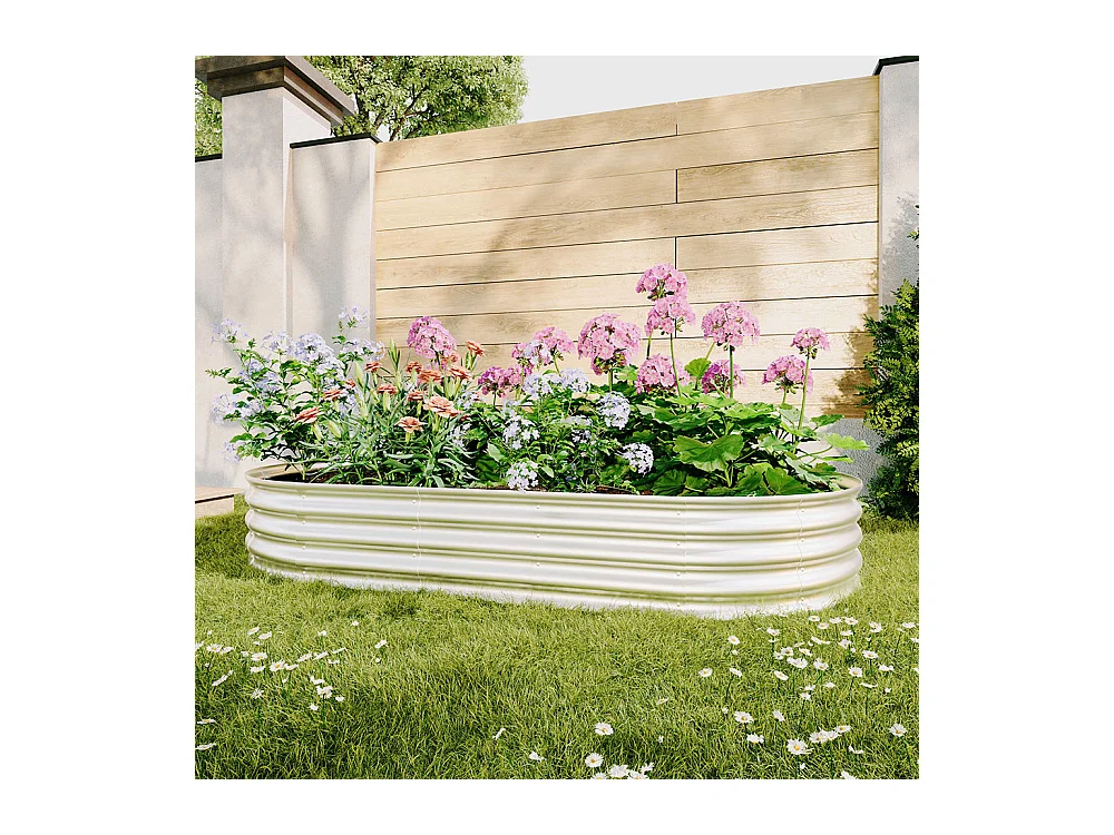Jardinière surélevée métal kit jardinières galvanisées extérieur légumes fleurs herbes résistante antirouille montage facile 1 pièce 8x4x1ft