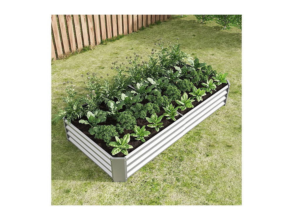 Plate bande surélevée métal plates bandes en tôle acier robuste conception stable protection antirouille longue durée kit sans fond argent 6x2x1ft