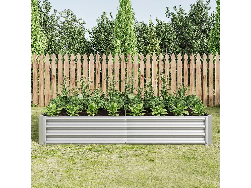 Plate bande surélevée métal plates bandes en tôle acier robuste conception stable protection antirouille longue durée kit sans fond argent 6x2x1ft