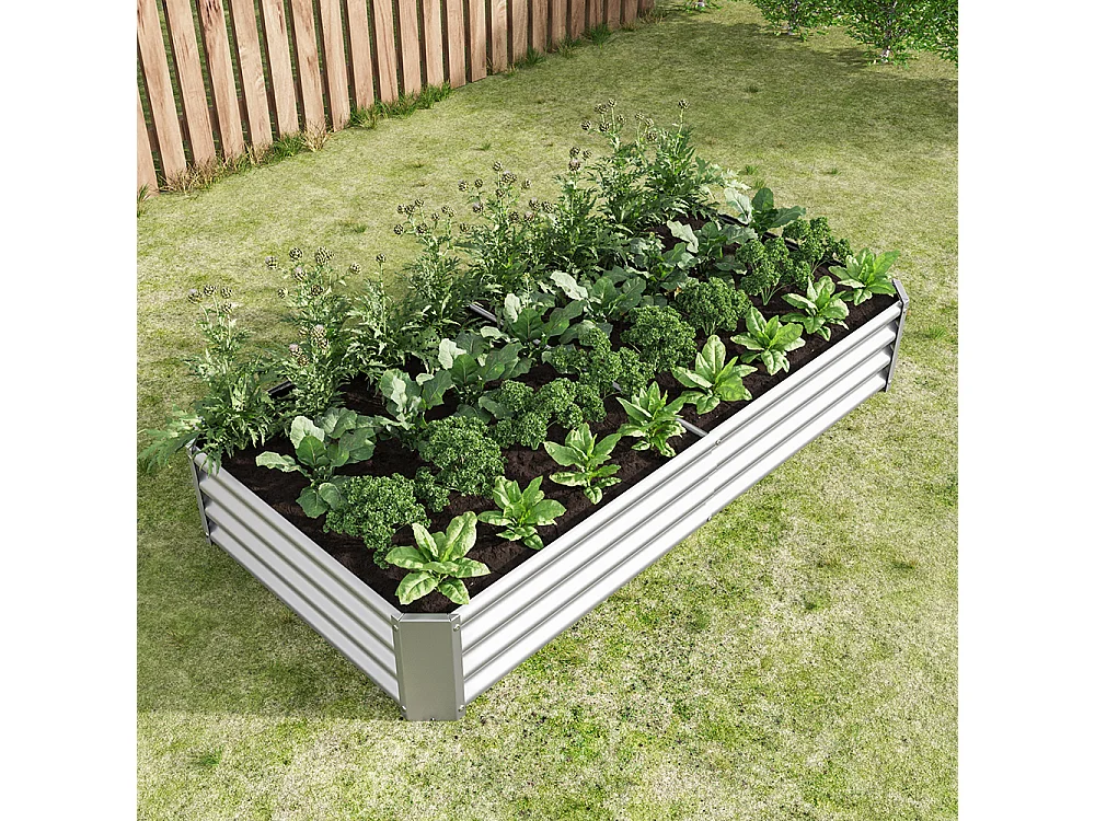 Plate bande surélevée métal plates bandes en tôle acier robuste conception stable protection antirouille longue durée kit sans fond argent 6x2x1ft