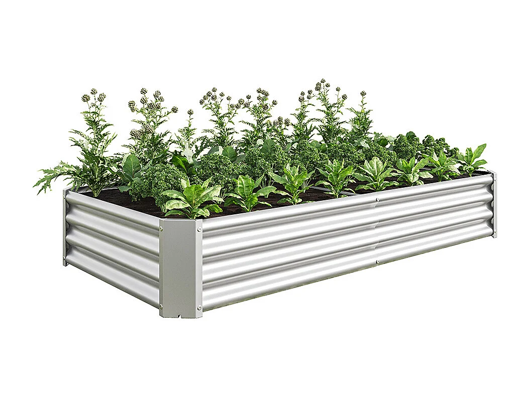 Plate bande surélevée métal plates bandes en tôle acier robuste conception stable protection antirouille longue durée kit sans fond argent 6x2x1ft