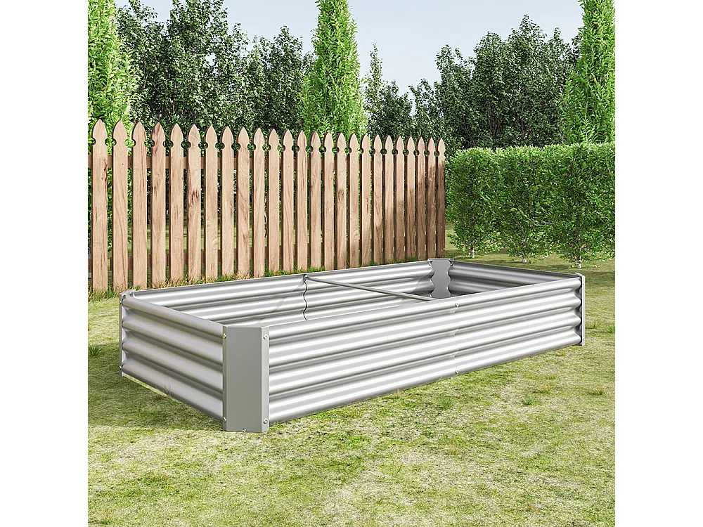 Plate bande surélevée métal plates bandes en tôle acier robuste conception stable protection antirouille longue durée kit sans fond argent 6x2x1ft