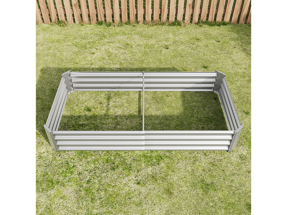 Plate bande surélevée métal plates bandes en tôle acier robuste conception stable protection antirouille longue durée kit sans fond argent 6x2x1ft