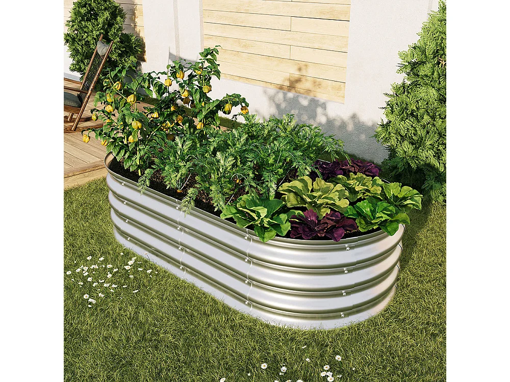 Jardinière surélevée métal kit jardinières galvanisées extérieur légumes fleurs herbes résistante antirouille montage facile 1 pièce 4x2x1ft