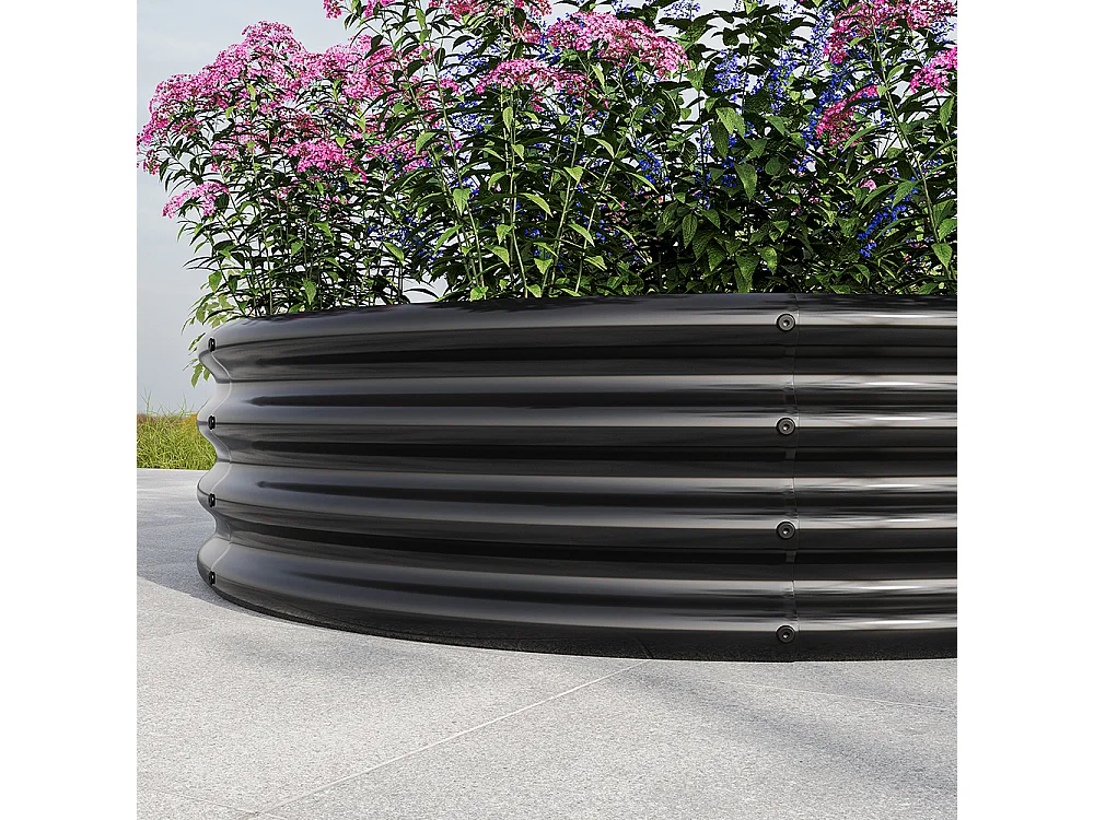 Plate bande surélevée galvanisée jardinières extérieures plates bandes rondes jardinage légumes fruits fleurs noir 2ft×2ft