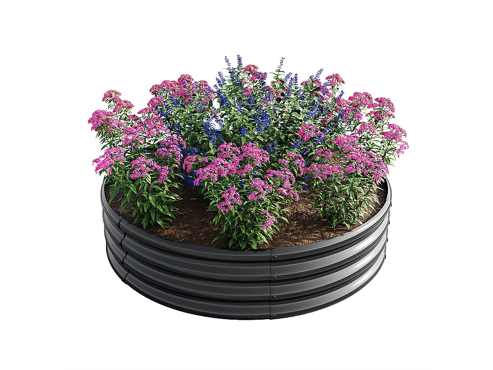 Plate bande surélevée galvanisée jardinières extérieures plates bandes rondes jardinage légumes fruits fleurs noir 2ft×2ft