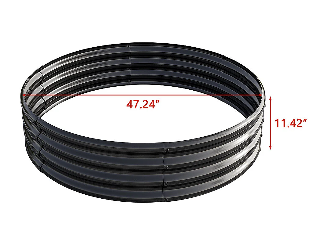 Plate bande surélevée galvanisée jardinières extérieures plates bandes rondes jardinage légumes fruits fleurs noir 2ft×2ft