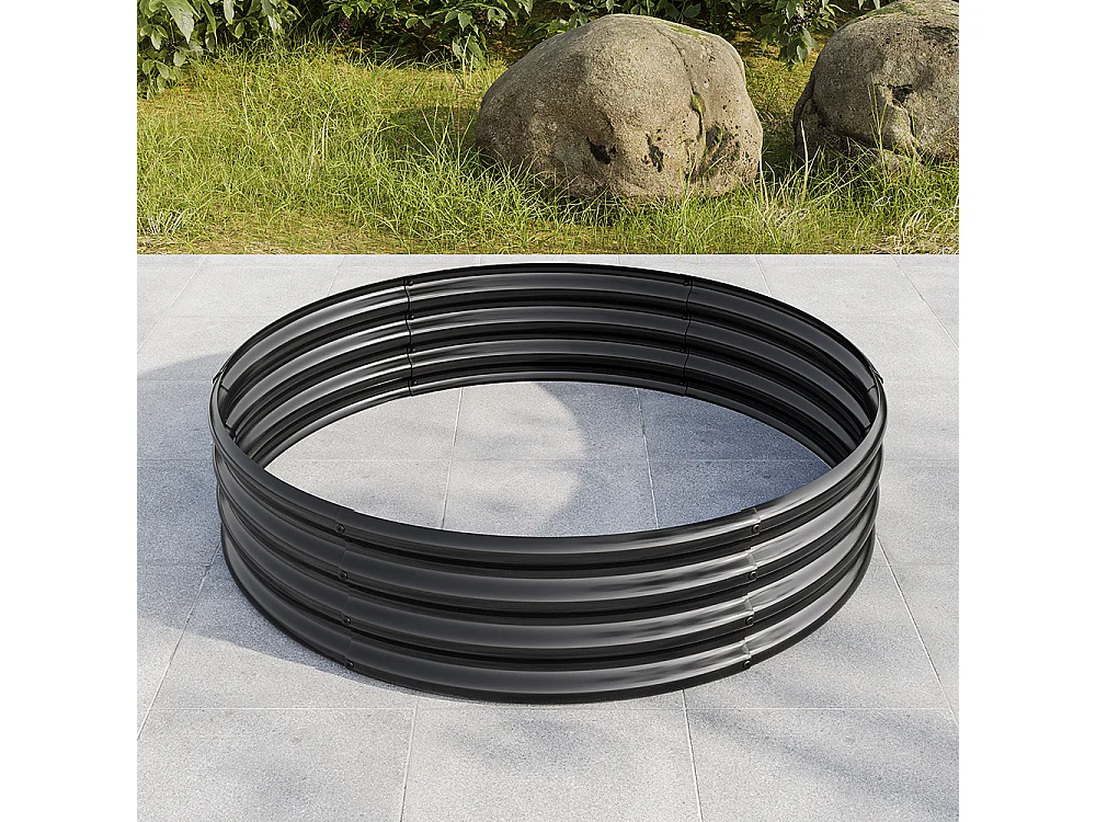 Plate bande surélevée galvanisée jardinières extérieures plates bandes rondes jardinage légumes fruits fleurs noir 2ft×2ft