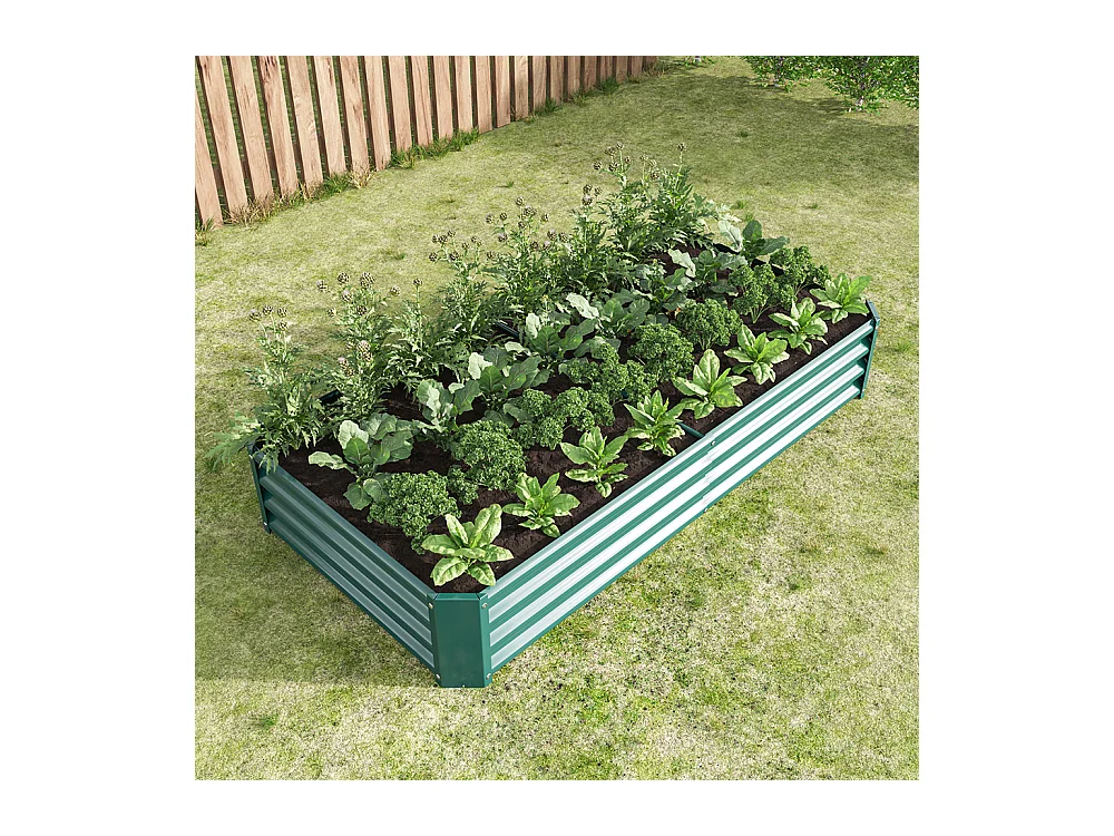 Plate bande surélevée métal plates bandes en tôle acier robuste conception stable protection antirouille longue durée kit sans fond vert 6x3x1ft