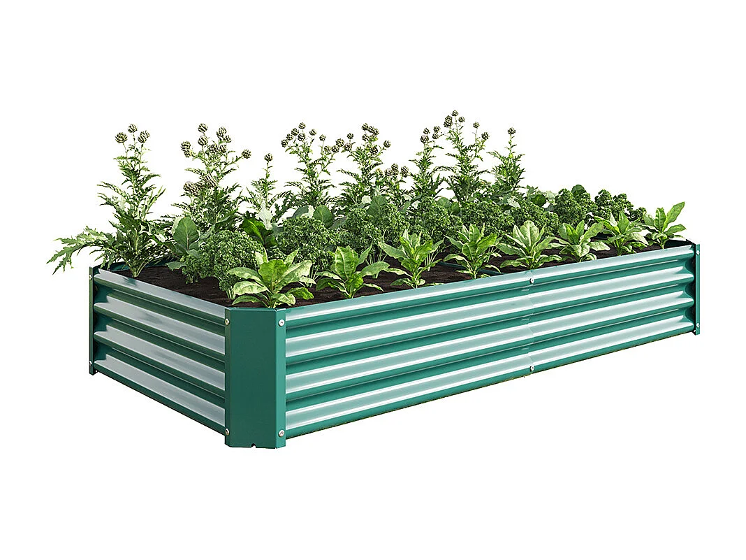 Plate bande surélevée métal plates bandes en tôle acier robuste conception stable protection antirouille longue durée kit sans fond vert 6x3x1ft