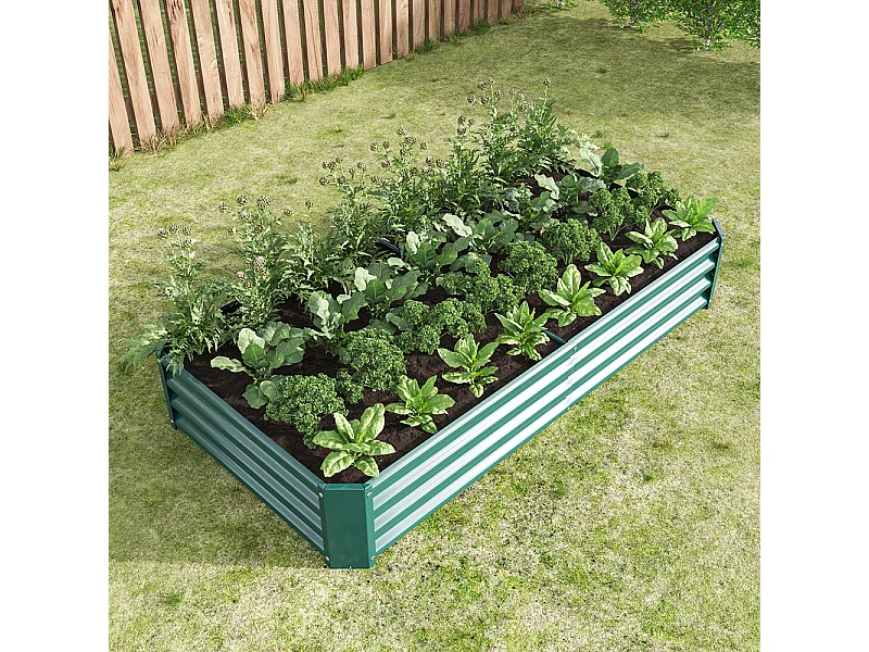 Plate bande surélevée métal plates bandes en tôle acier robuste conception stable protection antirouille longue durée kit sans fond vert 6x3x1ft